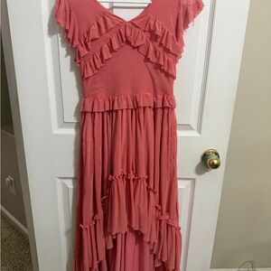 Elegant Pink Ruffled Dress